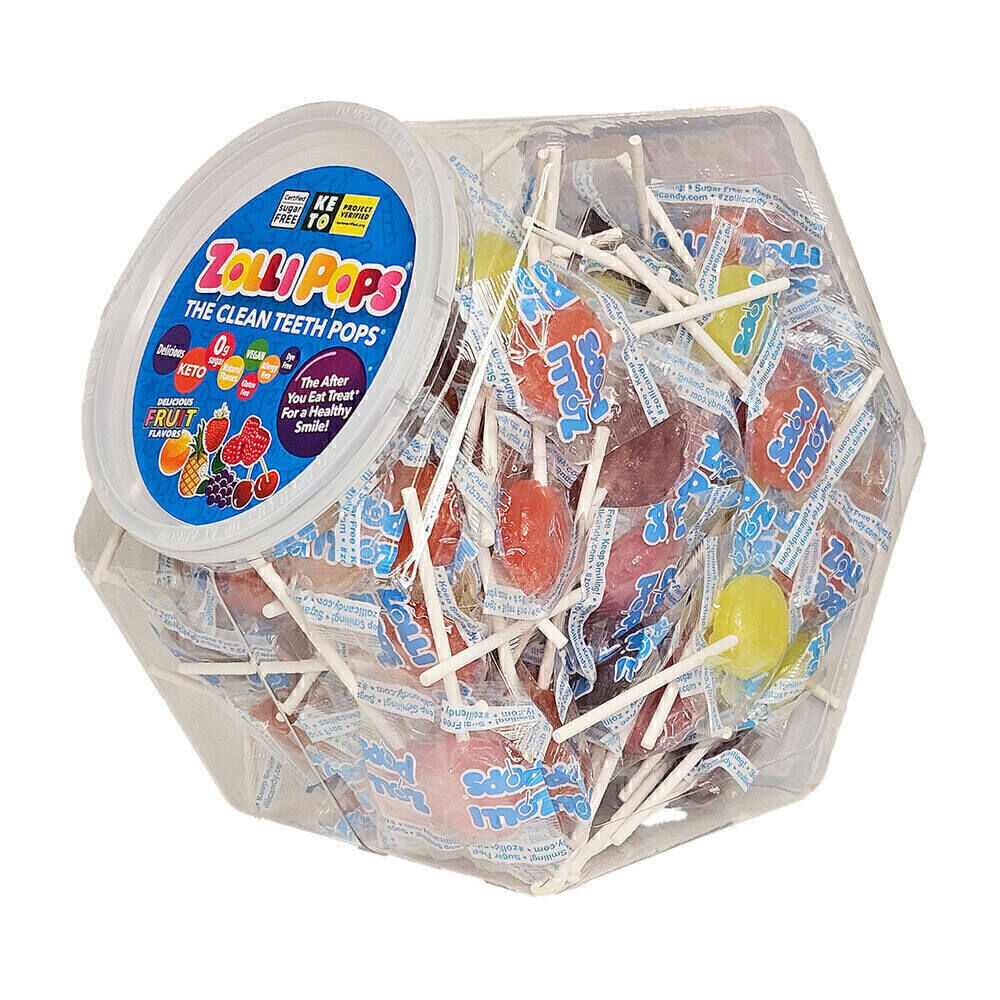 Zollipops 150-count hexagonal retail jar — the SKU that went from Whole Foods to 25,000 stores
